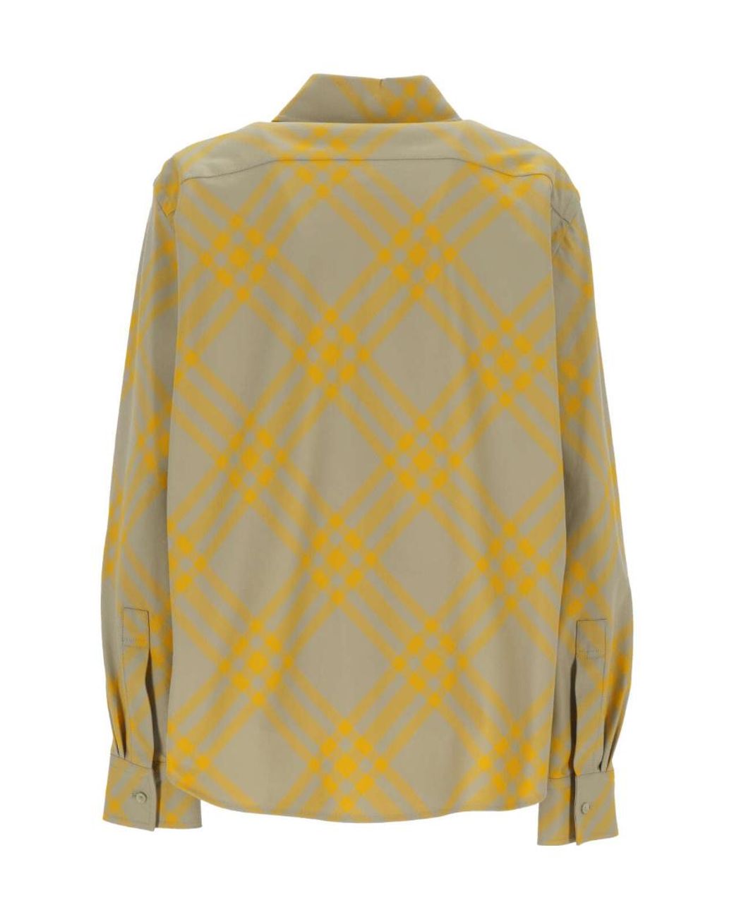 Burberry Yellow Checked Collared Long-Sleeve Shirt