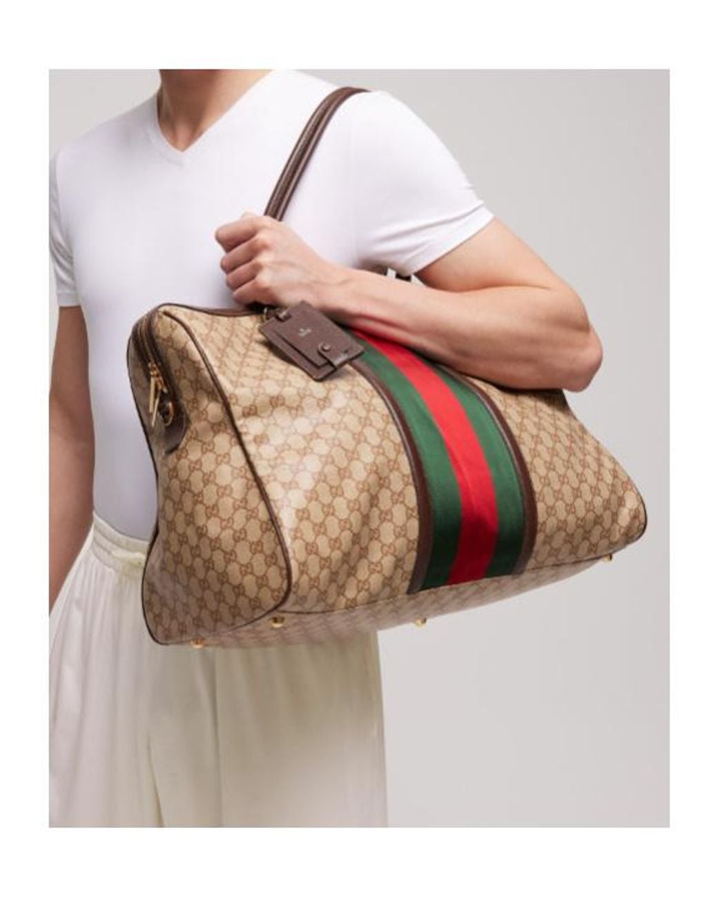 Gucci Brown Gg Monogrammed Medium Duffle Bag for men