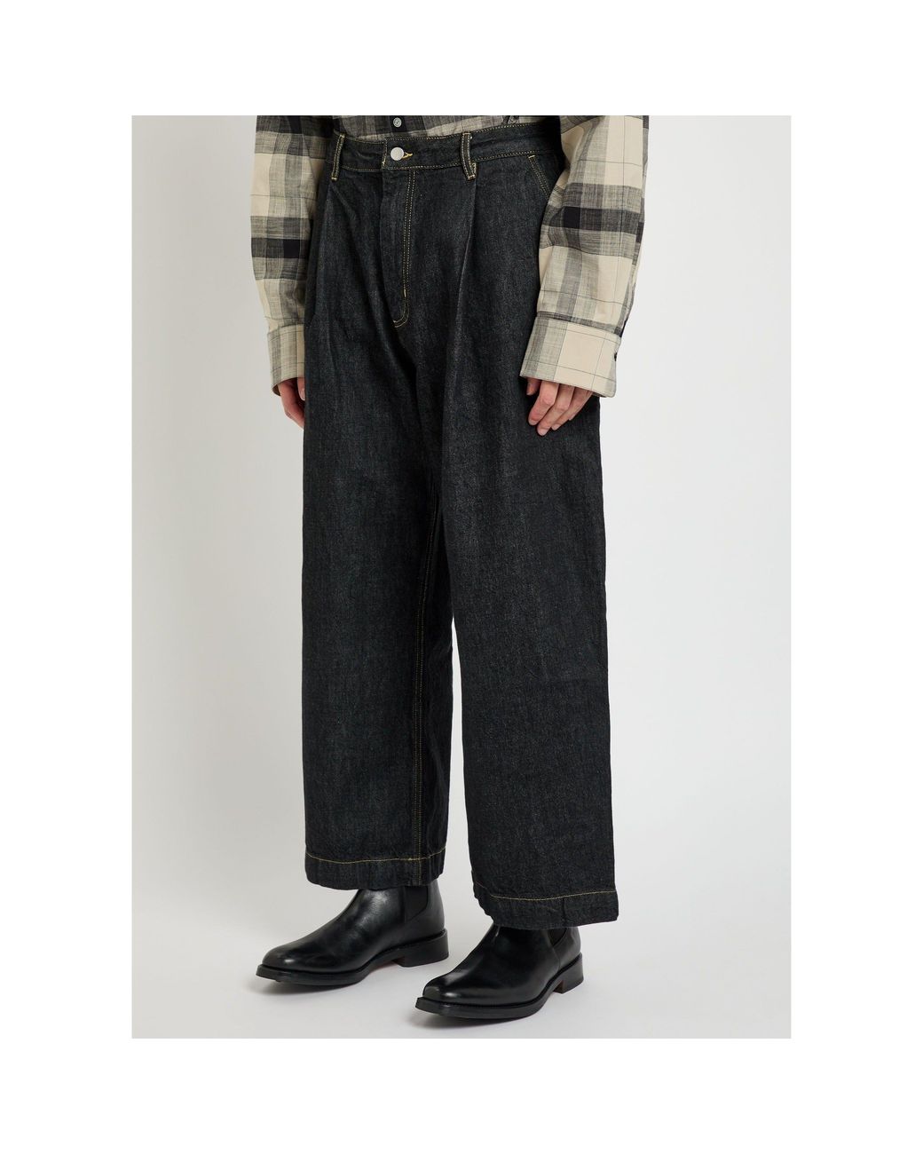 Studio Nicholson Black Mid-Rise Cotton Wide-Leg Jeans for men