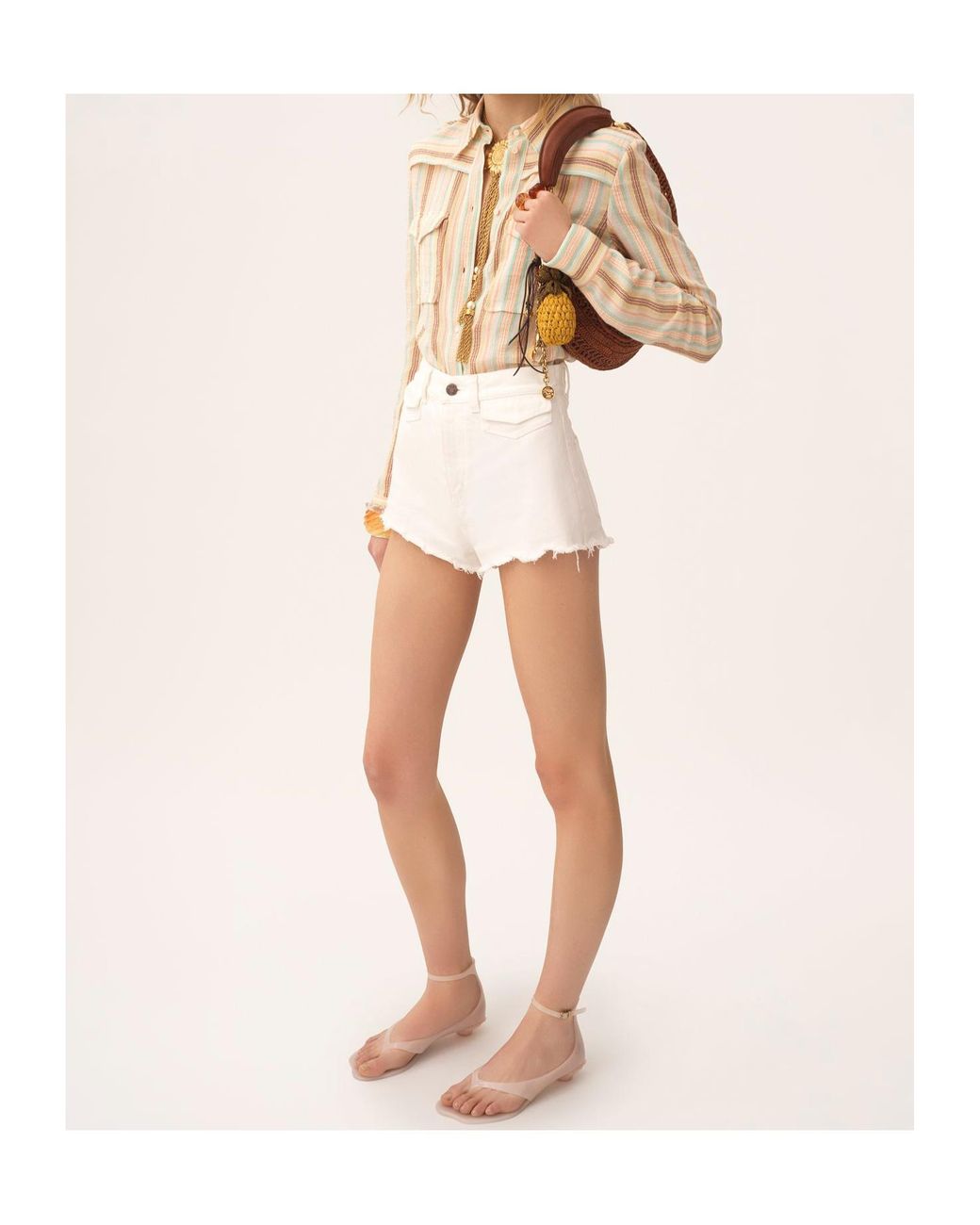 Chloé Natural Chloé Striped Long-Sleeved Shirt