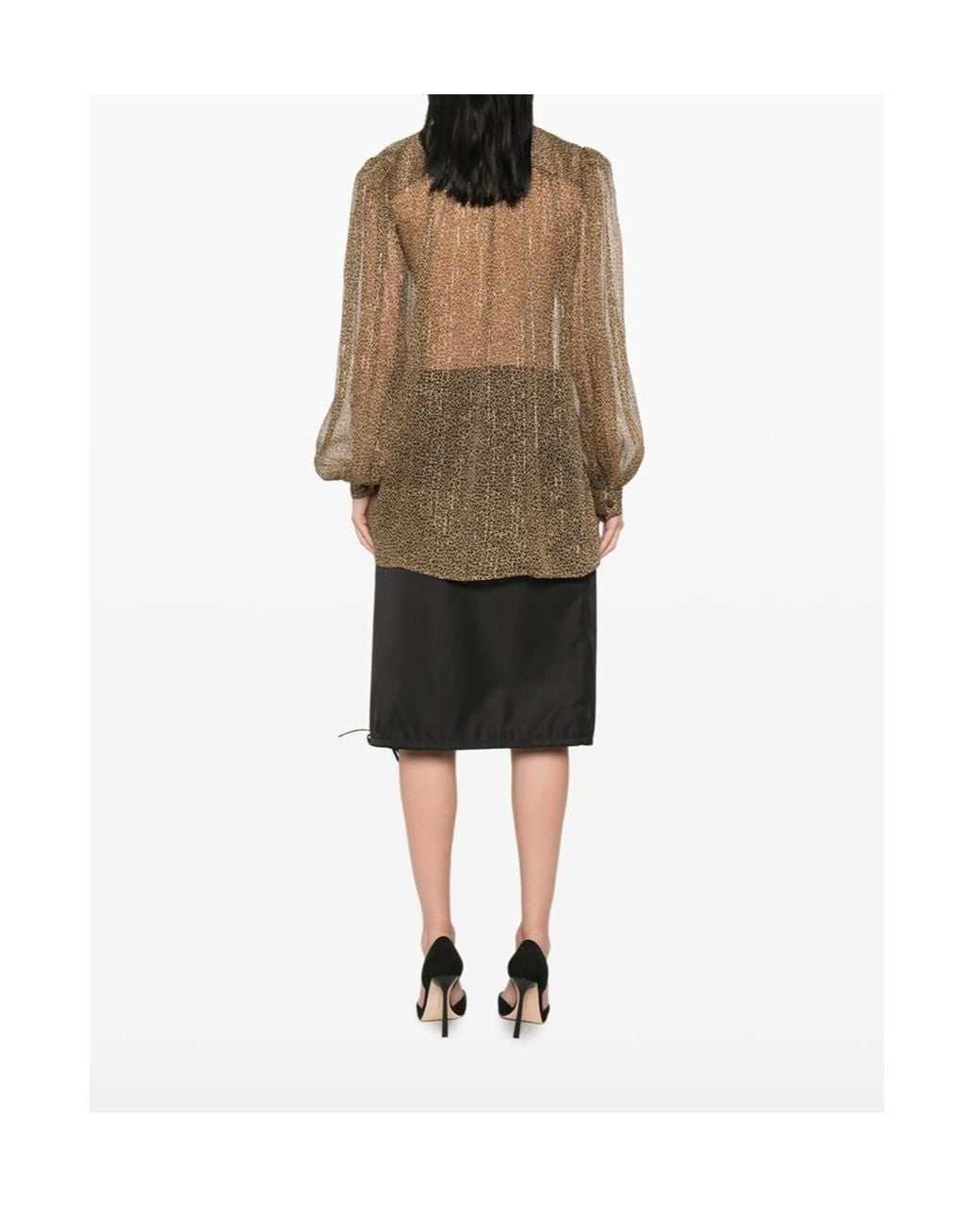 Valentino Brown Leopard-Print Pussy-Bow Blouse