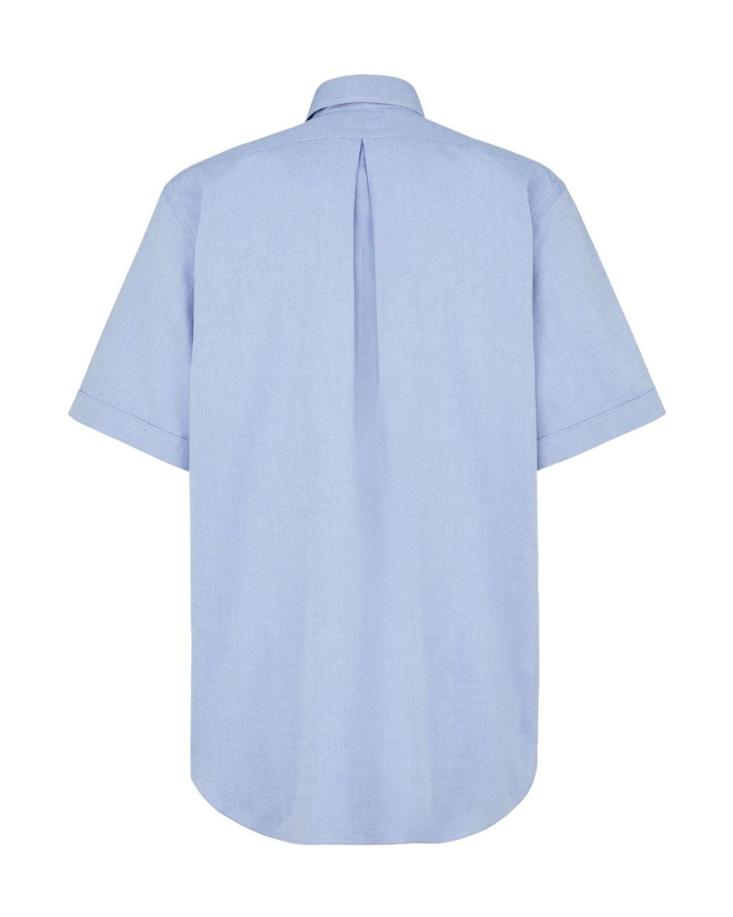 Fendi Blue Logo Embroidered Short Sleeved Shirt for men
