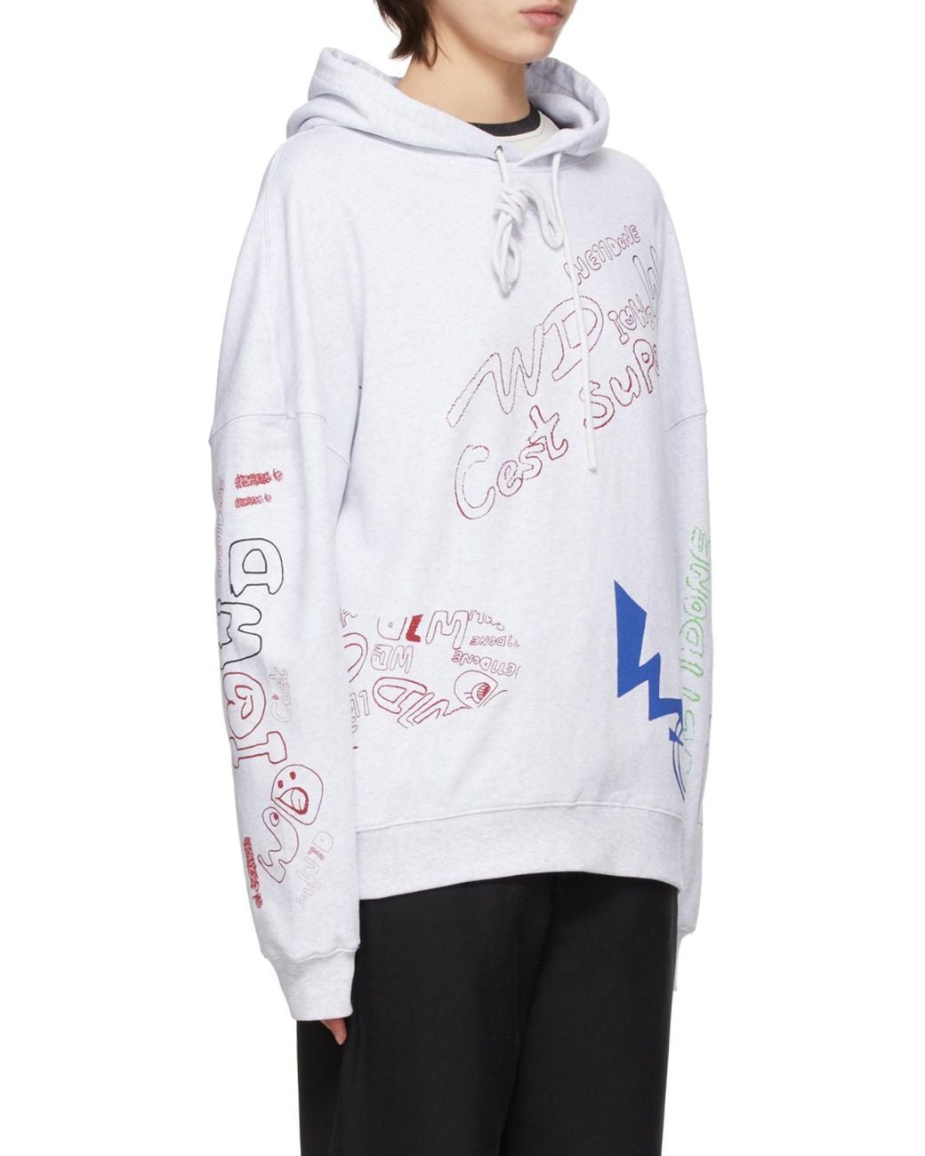 we11done White Graffiti Print Hoodie for men