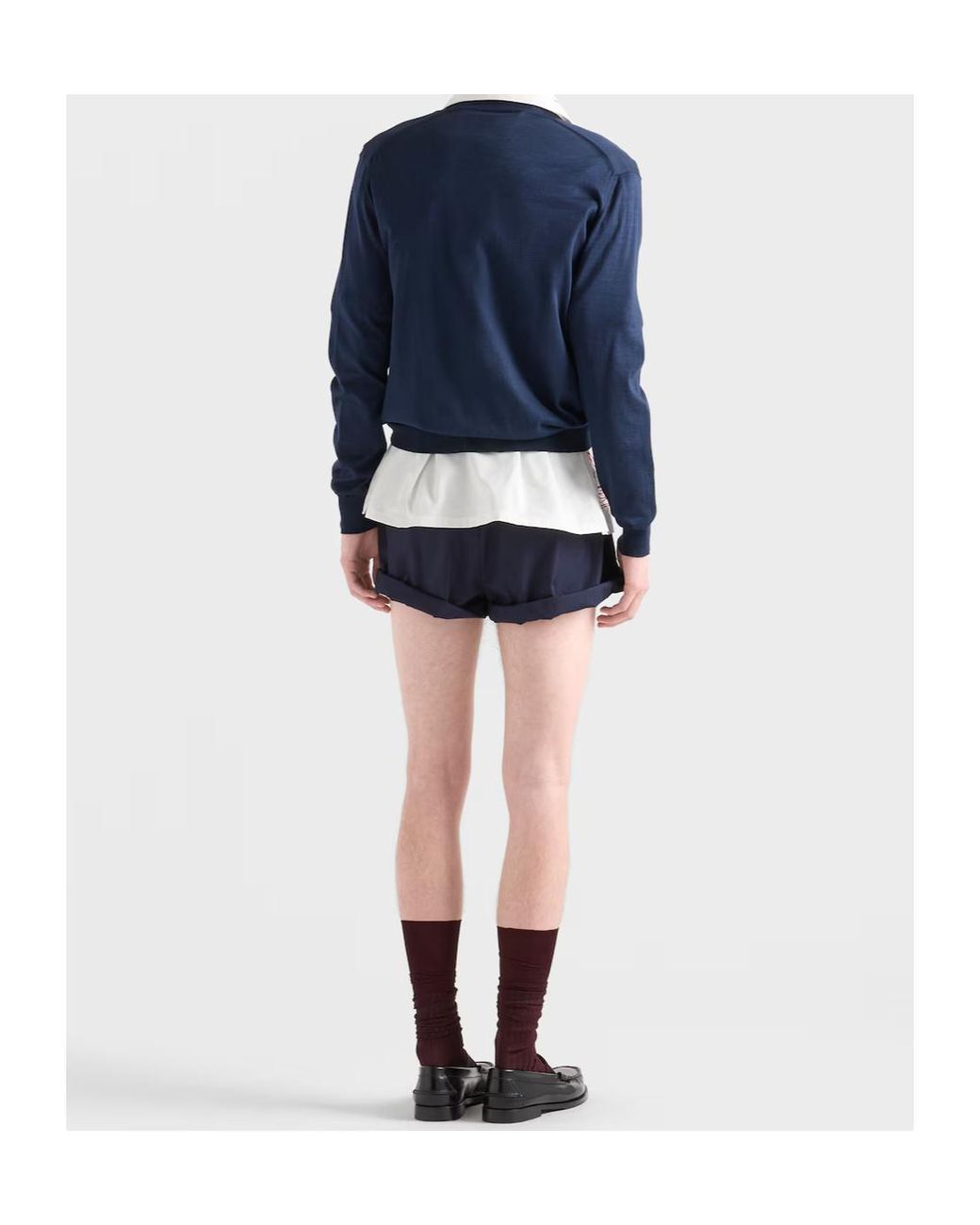 Prada Blue Long-Sleeved V-Neck Jumper for men