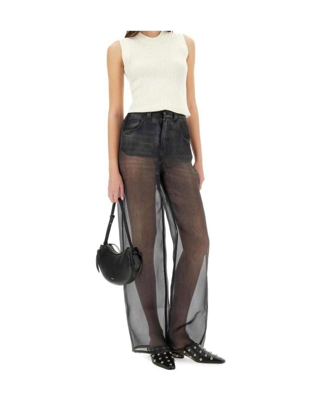 Haikure Gray Winona Sheer Wide-Leg Pants