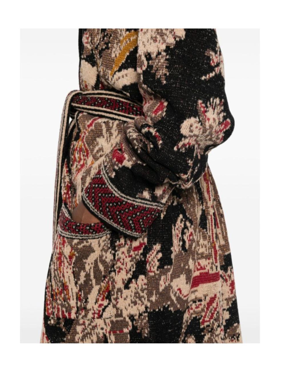 Etro Brown Hooded Belted Patterned Cardigan