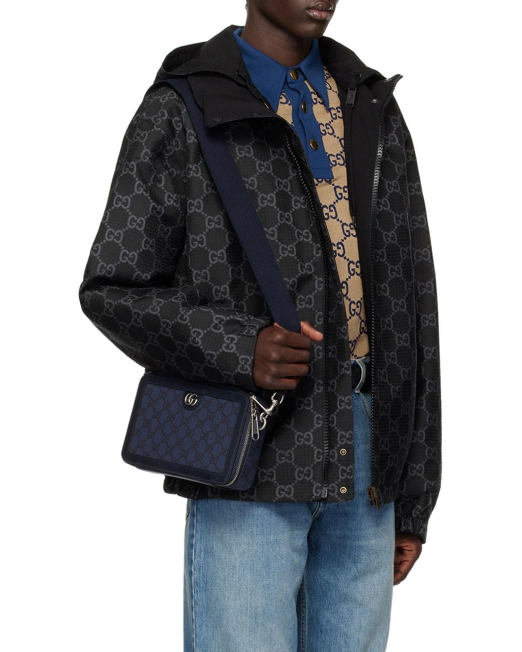 Gucci Black Gg Supreme Reversible Jacket for men