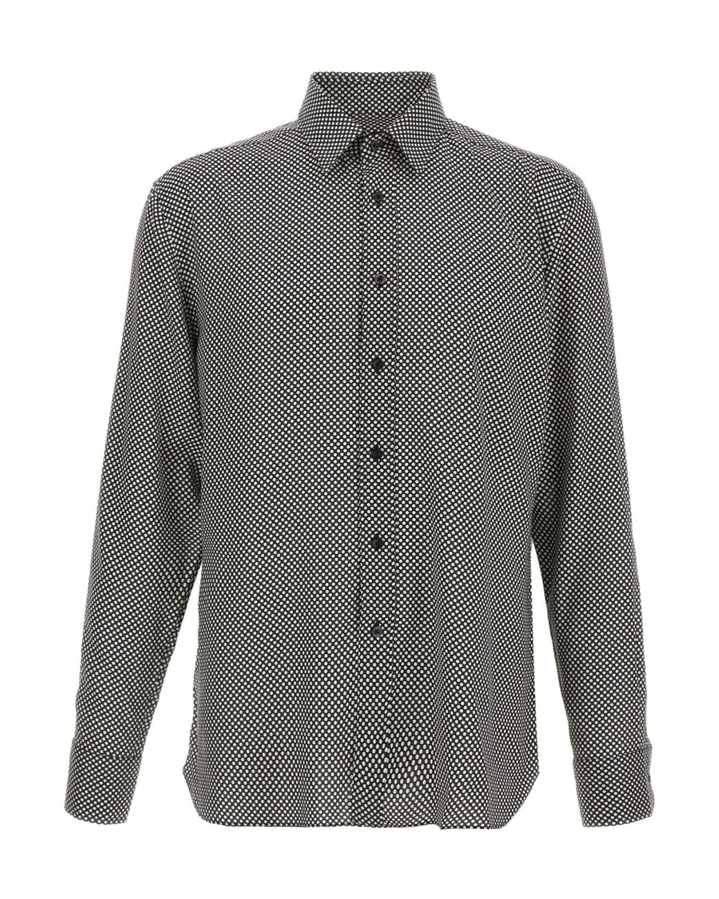Tom Ford Gray Polka Dot Printed Shirt for men