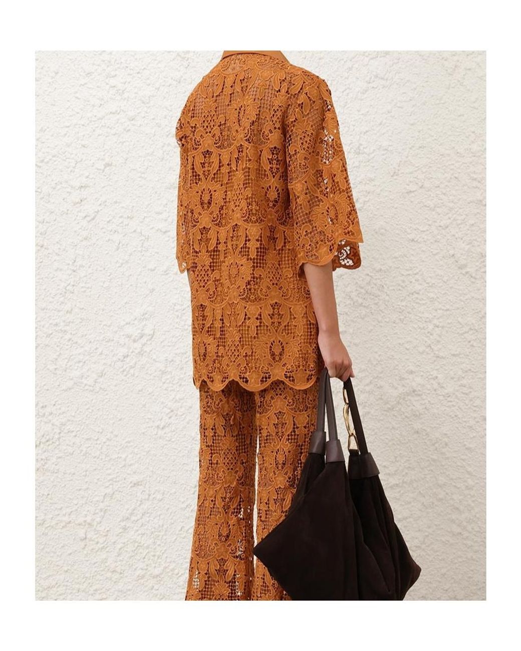 Zimmermann Brown Coco Laced Tunic Top
