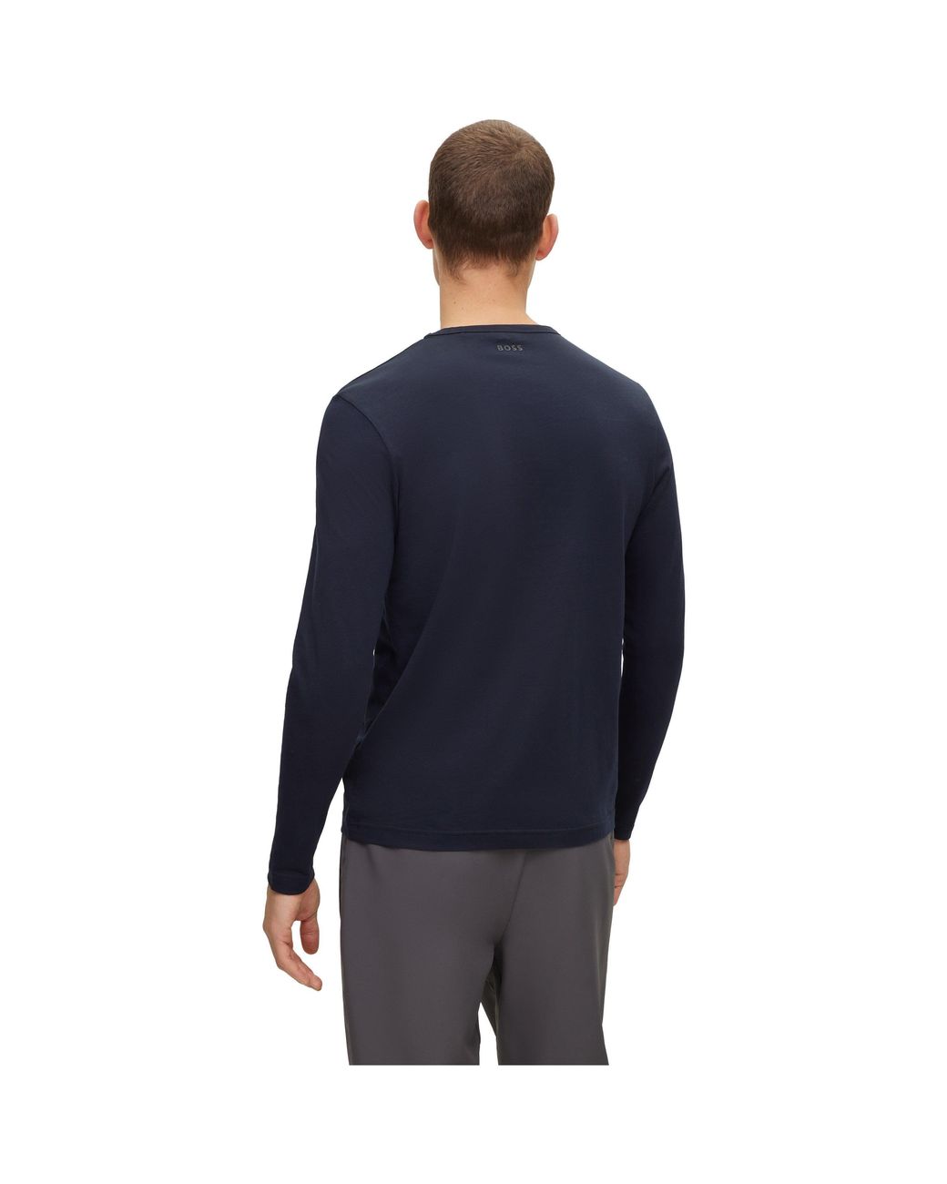 Boss Blue Crew Neck Longsleeve Tee for men