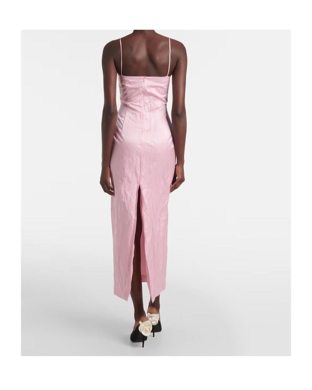 Magda Butrym Pink Floral-Applique Cotton-Blend Bustier Dress