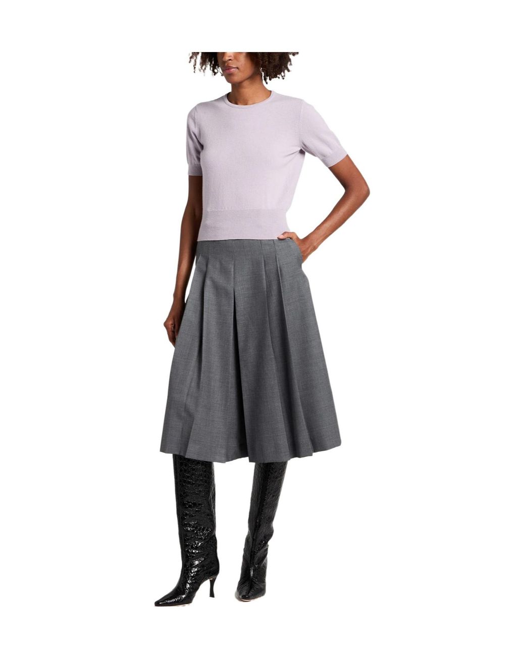Maison Margiela Purple Solid-Color Short-Sleeve Knit Top