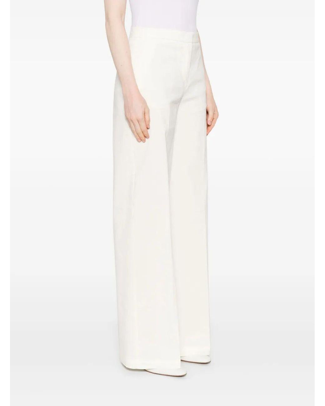 Pinko White Stretch Pleated Trousers