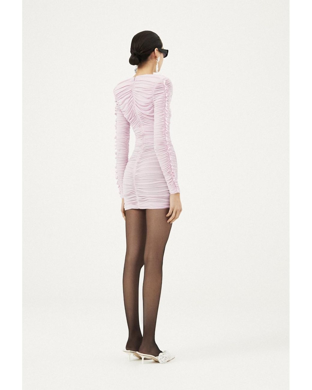 Magda Butrym Floral-Applique Ruched Mini Dress in Pink | Lyst