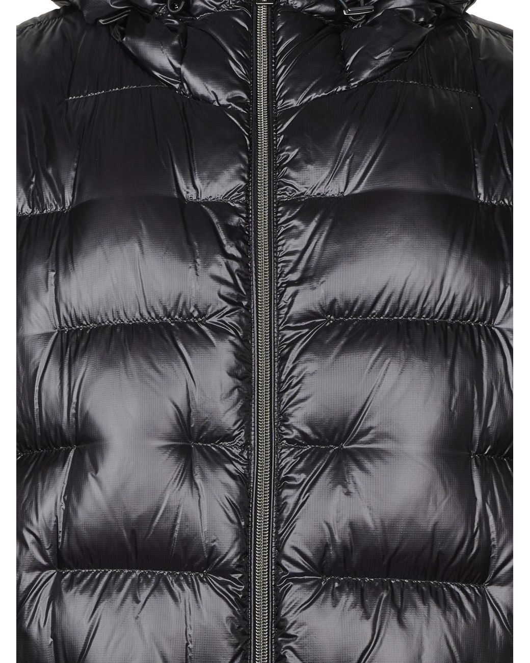 Herno Black Quilted Zip-Up Hooded Jacket for men