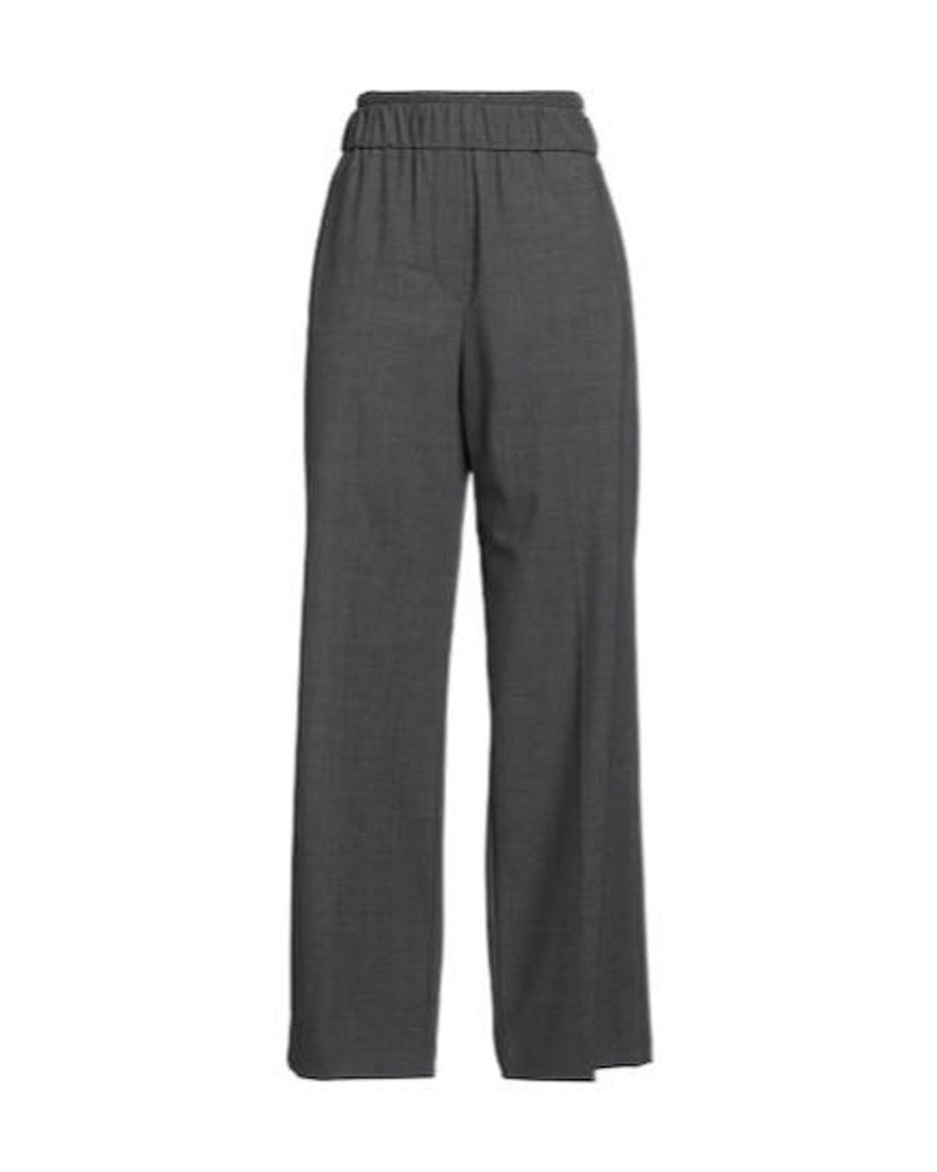 Brunello Cucinelli Gray High-Waisted Straight-Leg Pants