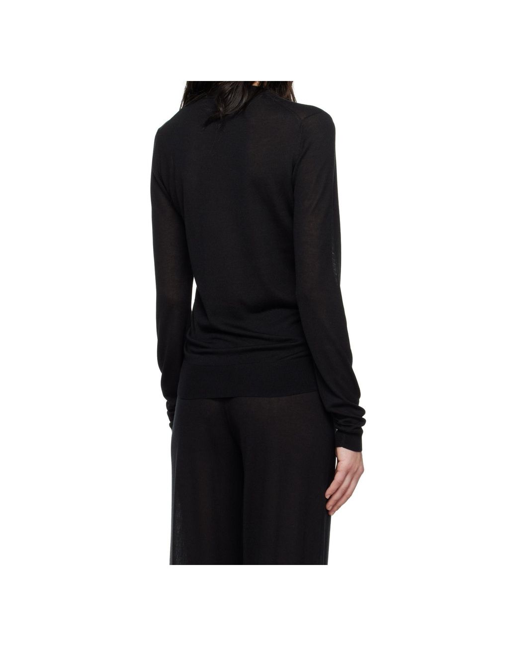 Totême Black Totême Ribbed Hem Crewneck Knitted Jumper