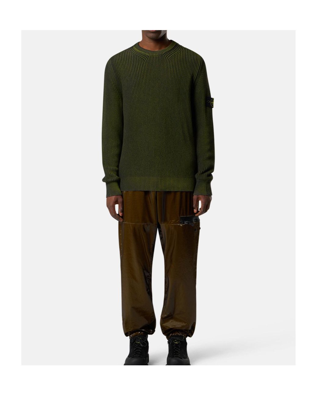 Stone Island Green Logo Patch Knitted Jumper for men