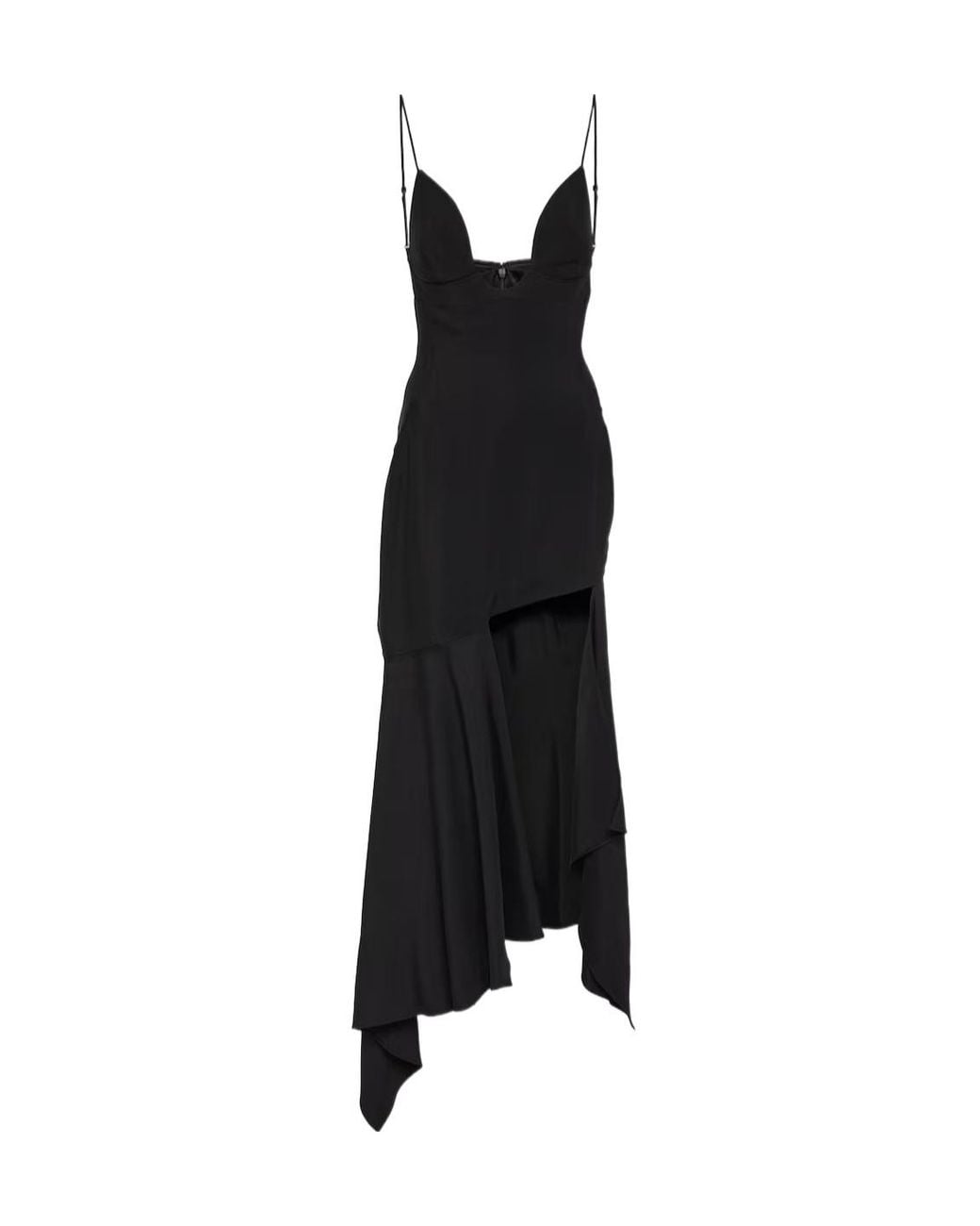 Mugler Black Sewn Off-The-Shoulder Dress