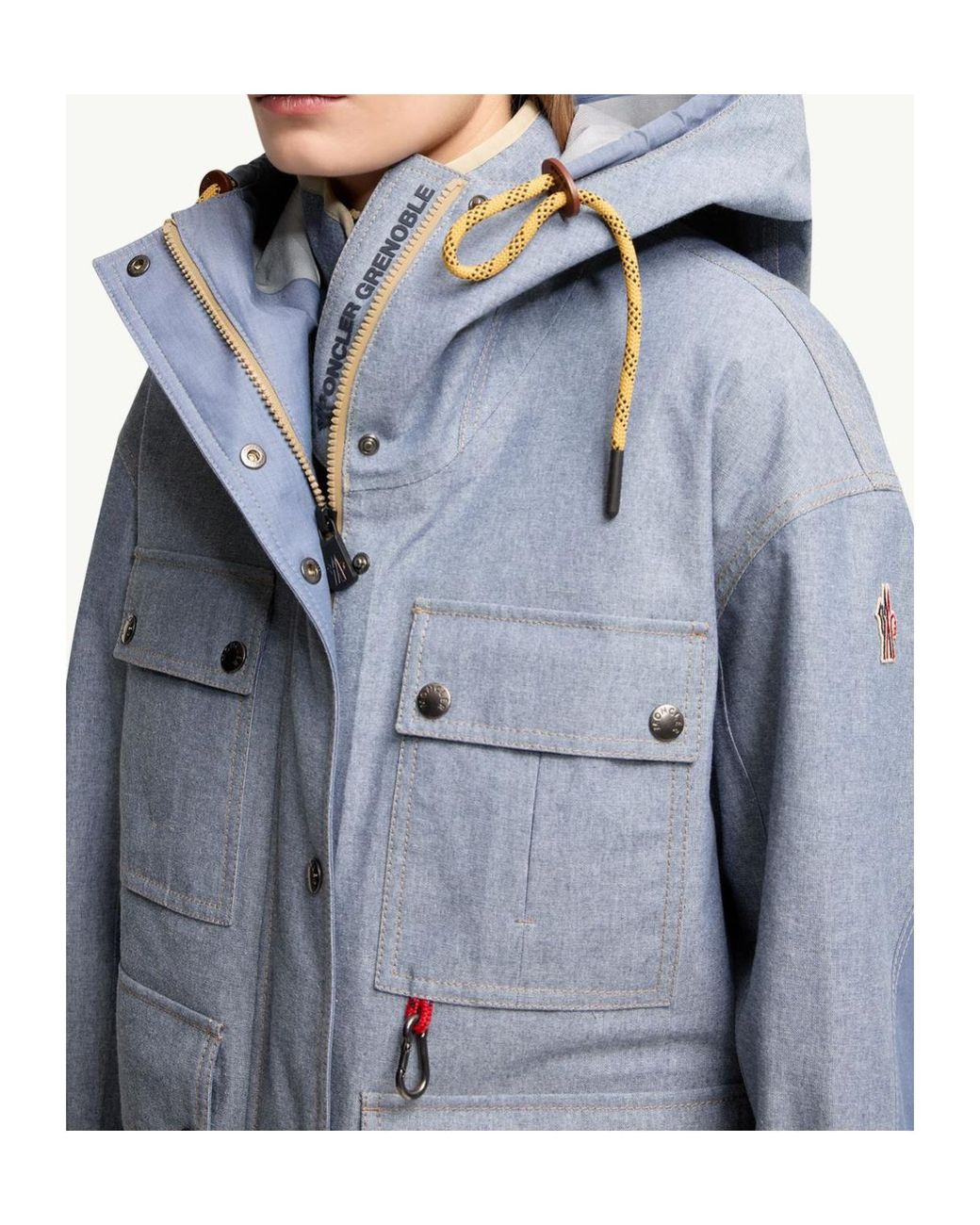 Moncler Blue Grenoble Beziers Chambray Field Jacket