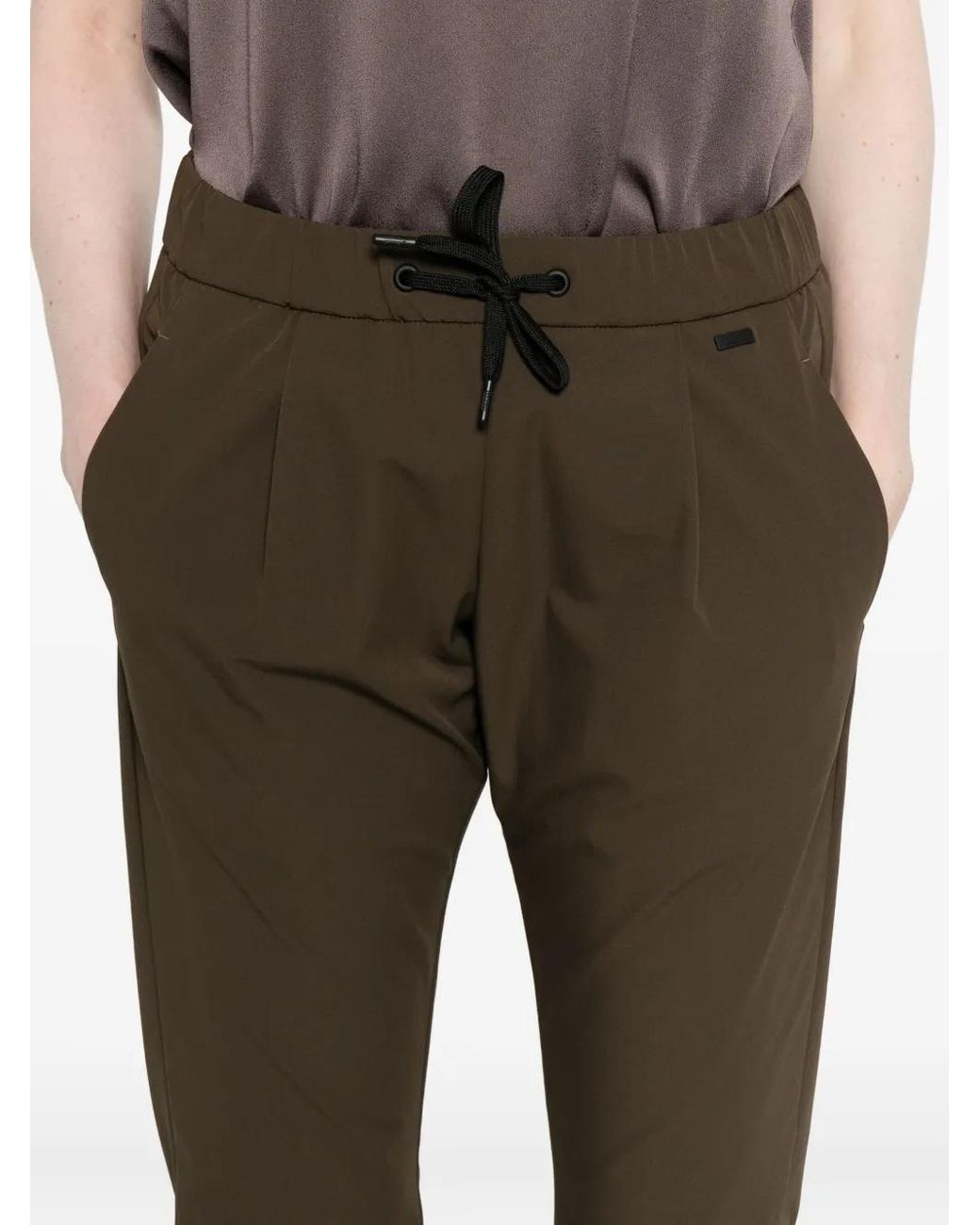 Herno Brown Pleated Drawstring Trousers