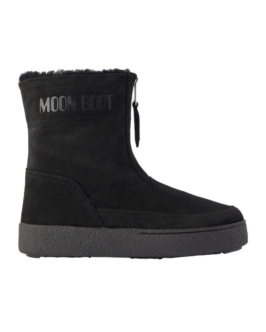 Moon Boot Black Suede And Shearling Ankle Boots
