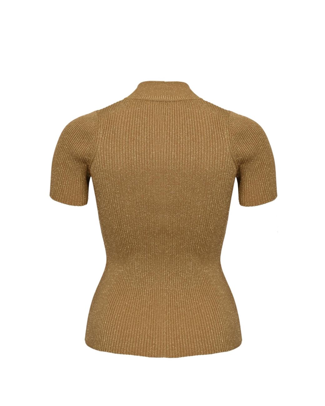 Max Mara Brown Spezie Ribbed Short-Sleeve Top