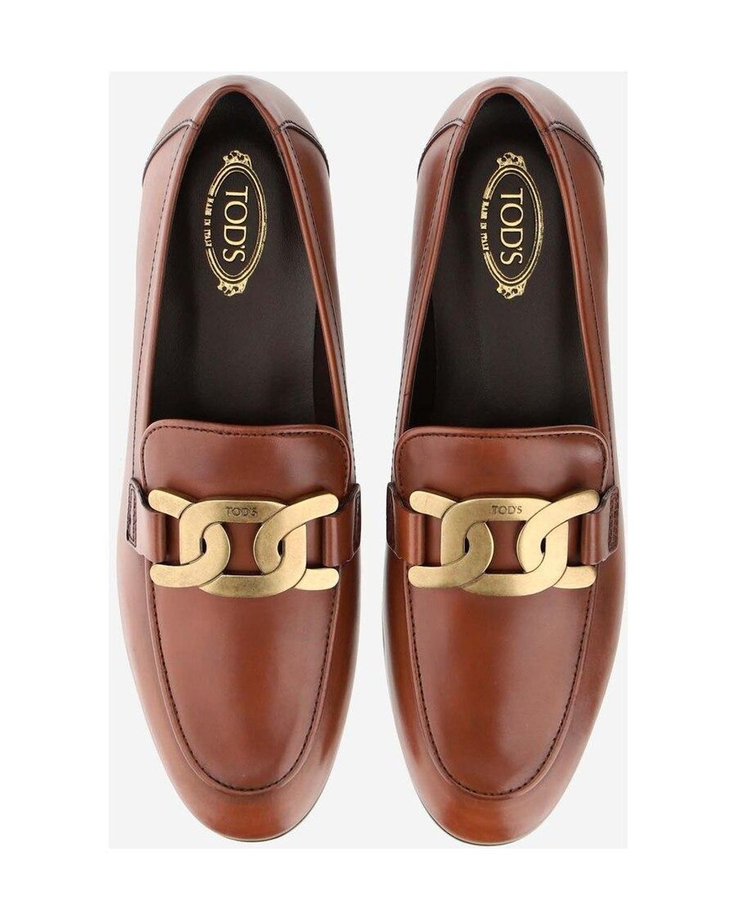 Tod's Brown Kate Logo Plaque Loafers
