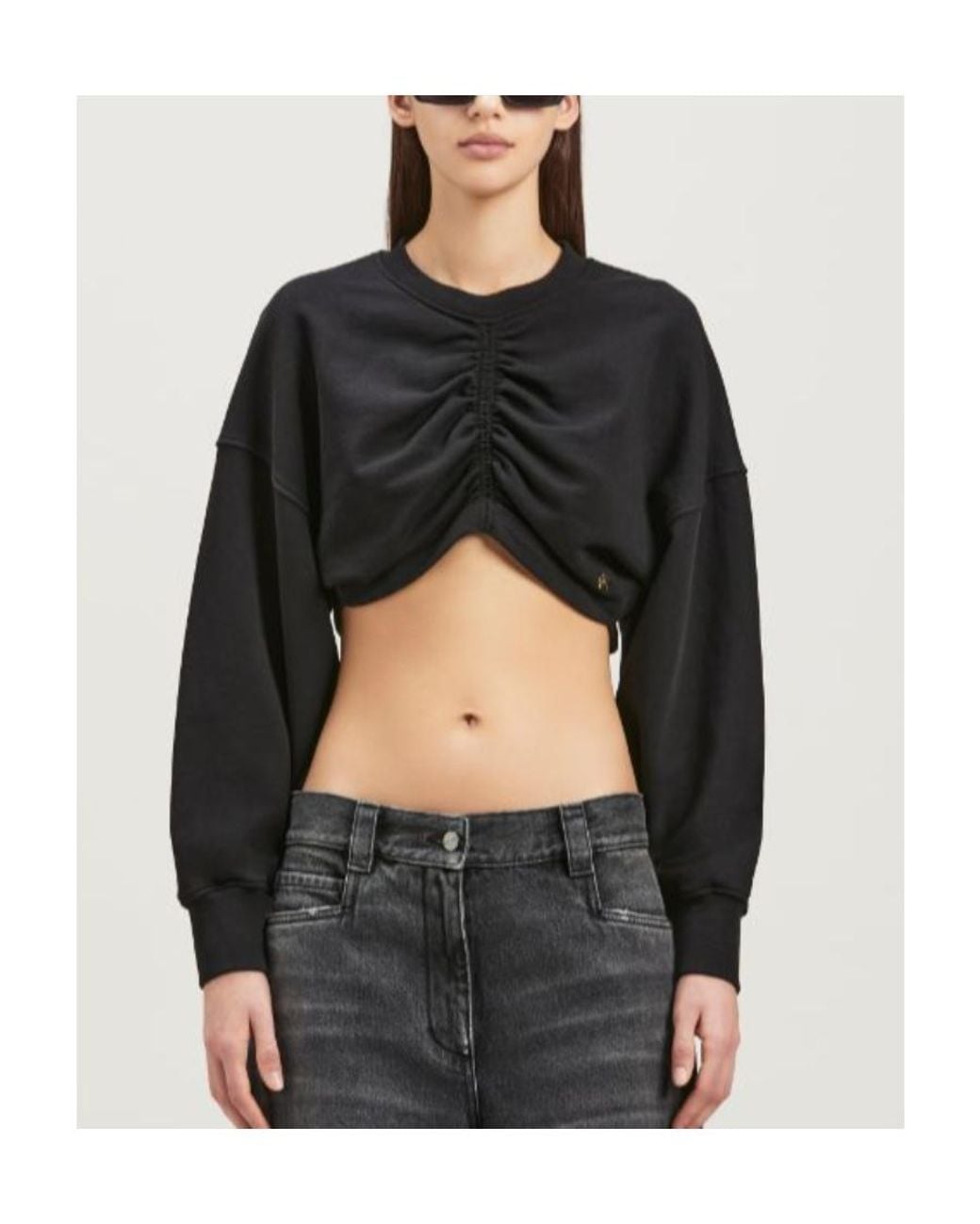 Palm Angels Black Ruched-Detailed Palm Plaque Sweatshirt