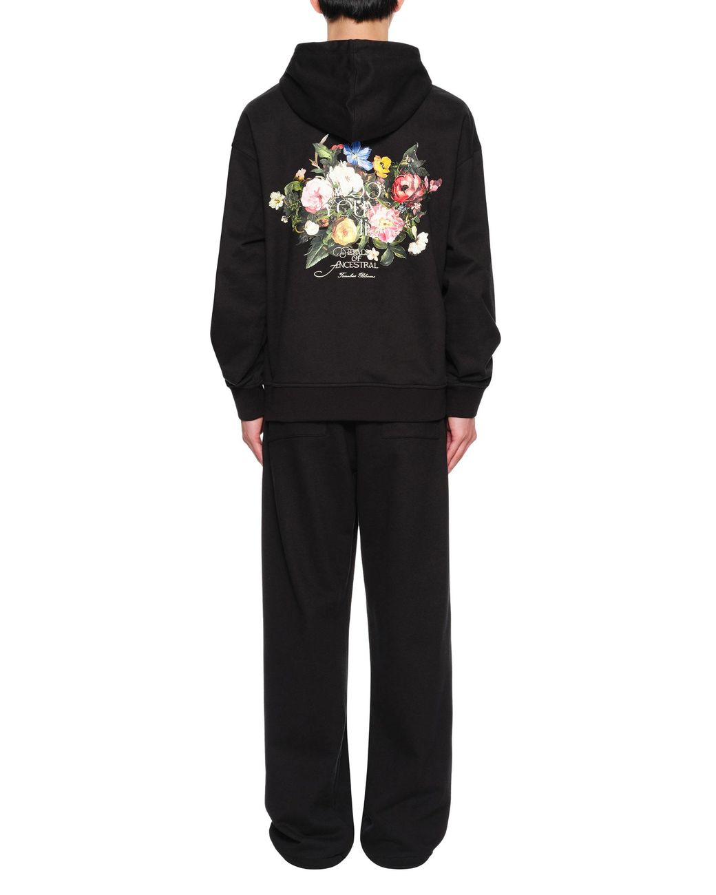 Wooyoungmi Black Floral Motif Hoodie for men