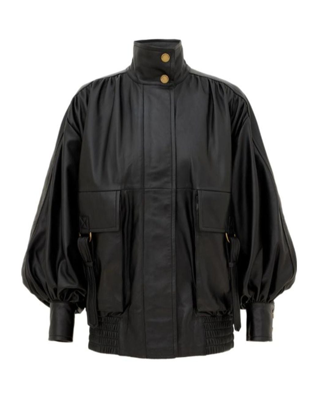 Zimmermann Black Valiant Leather Bomber Jacket
