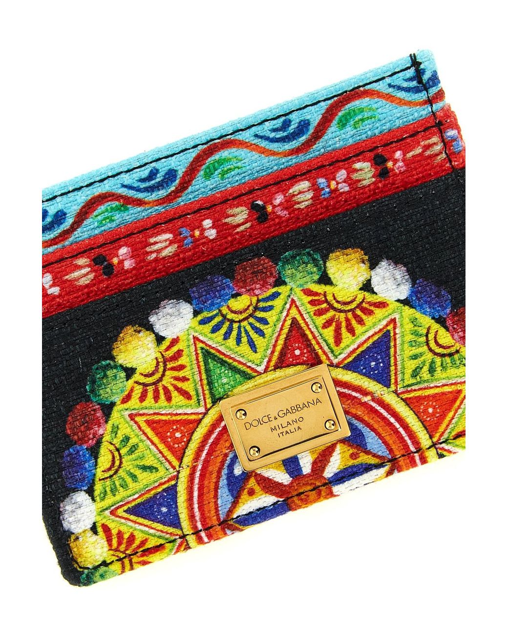 Dolce & Gabbana Multicolor Carretto Print Card Holder Wallet
