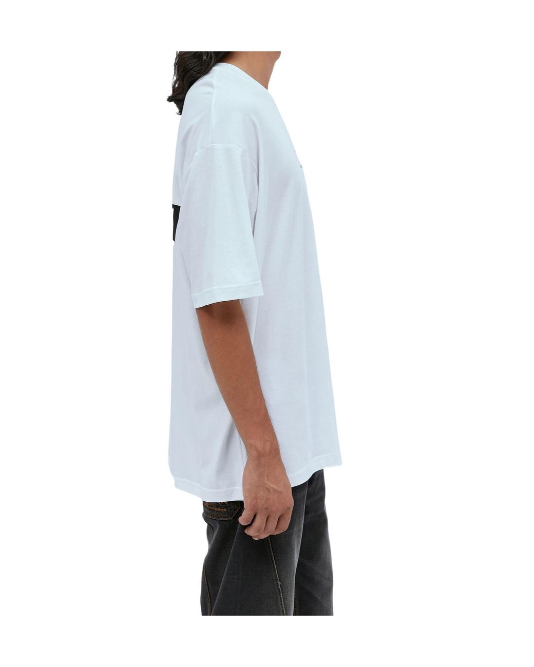 Song For The Mute Blue Oversized Logo Printed Crewneck T-Shirt for men