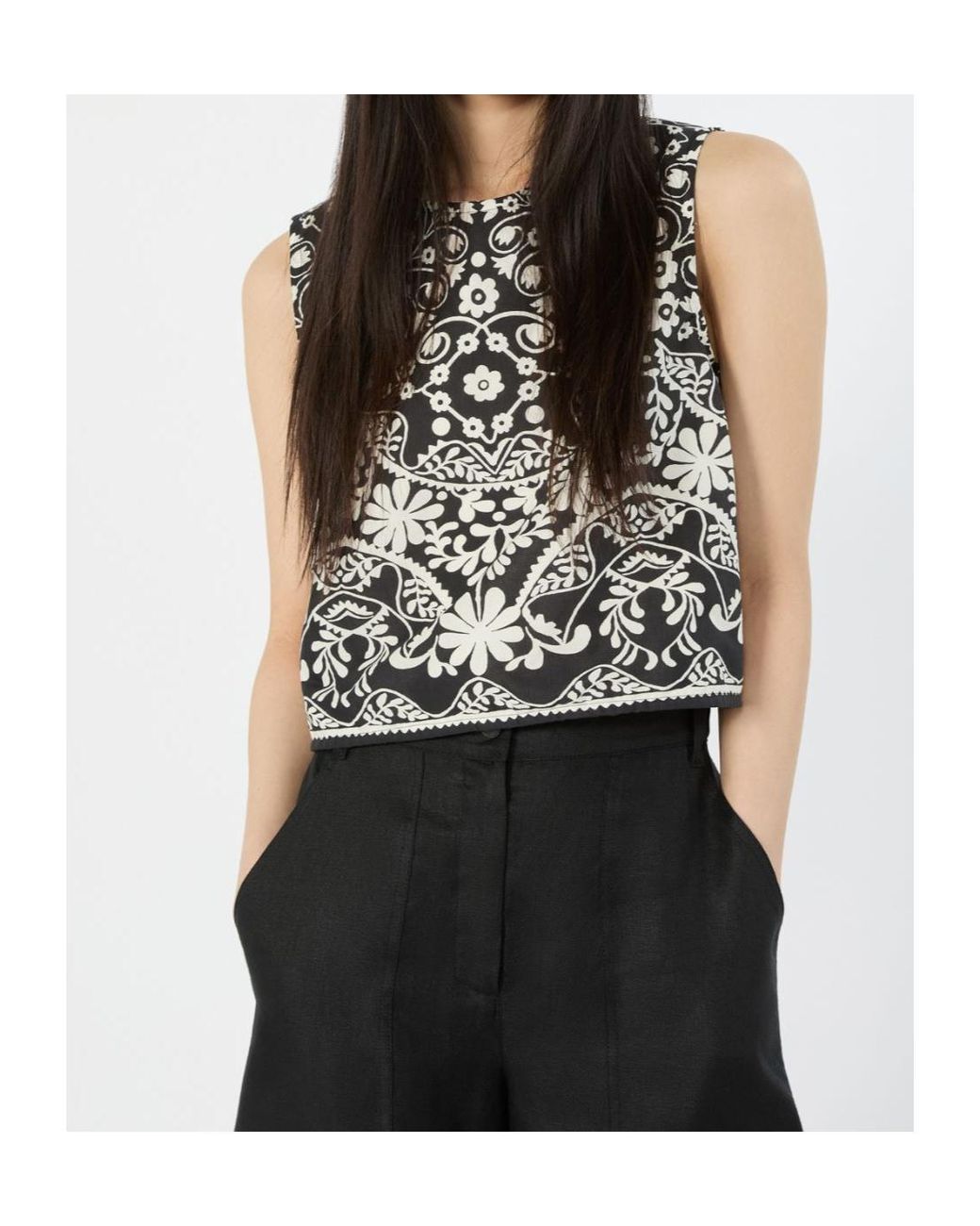 Weekend by Maxmara Black Wkifanale Printed Sleeveless Top