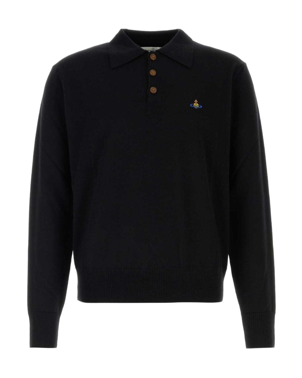 Vivienne Westwood Black Mark Long-Sleeve Polo Shirt for men