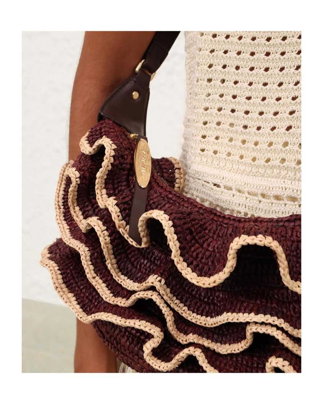 Zimmermann White Goldentime Ruffle Shoulder Bag