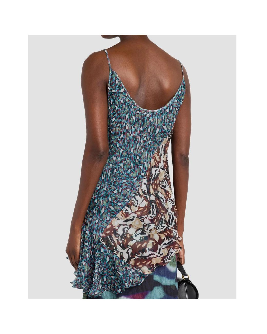 Dries Van Noten Blue Printed Silk Asymmetric Top