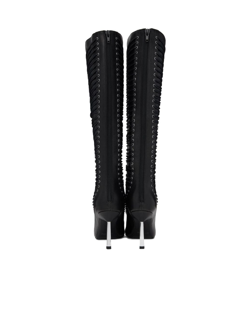 M I S B H V Black High-Heeled Knee-High Boots