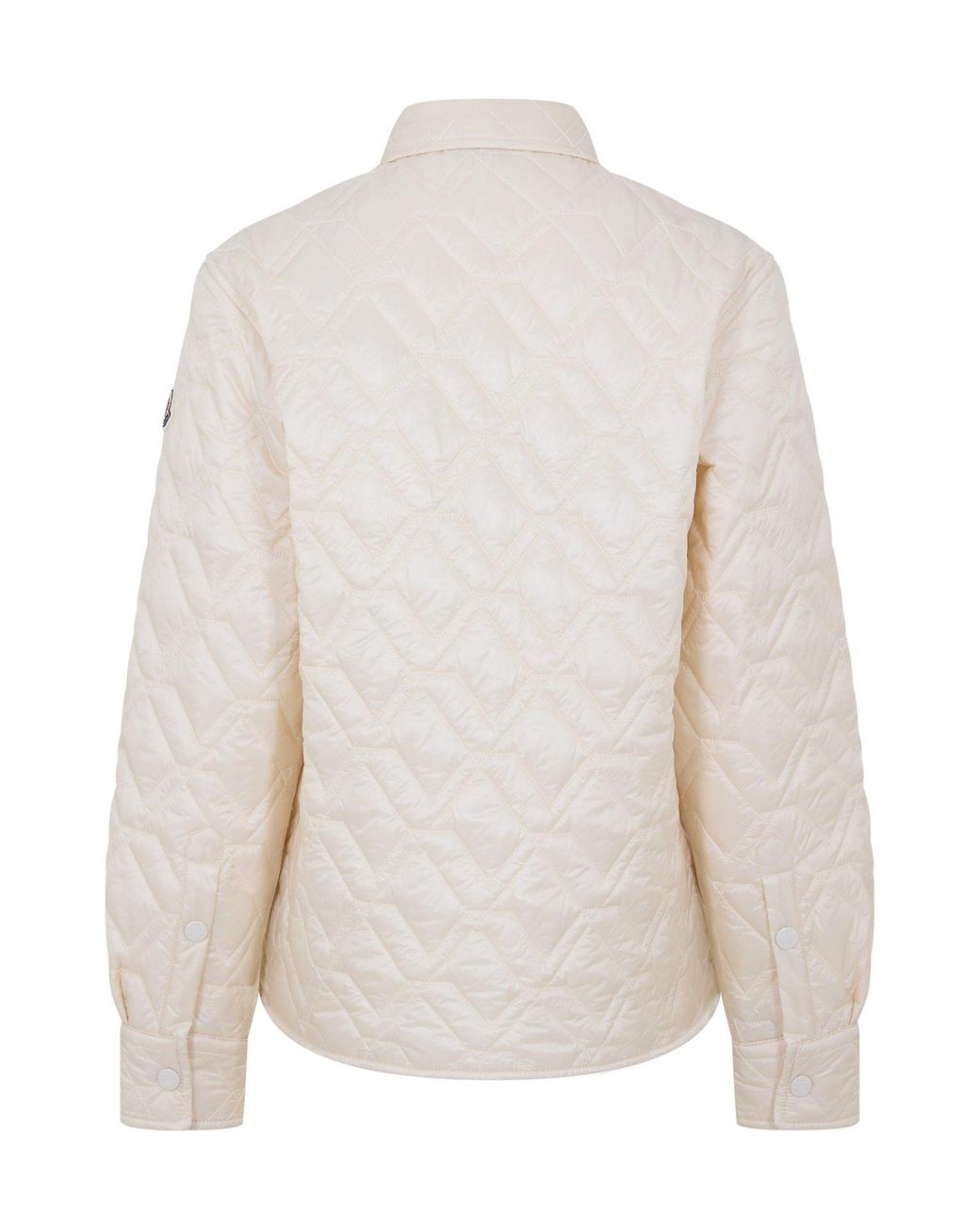 Moncler White Quilted Check Shirt Down Jacket