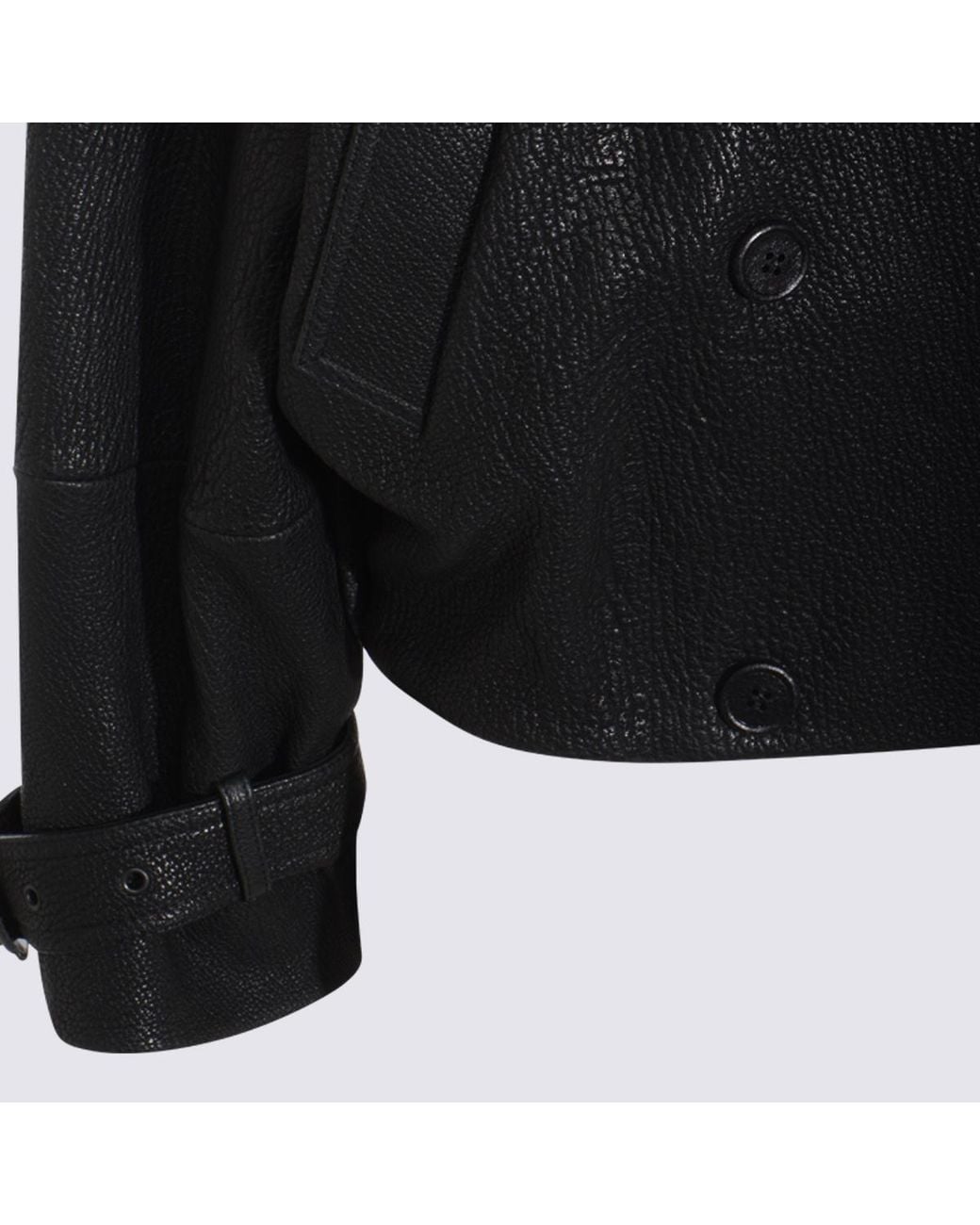Acne Black Double Breasted Leather Jacket