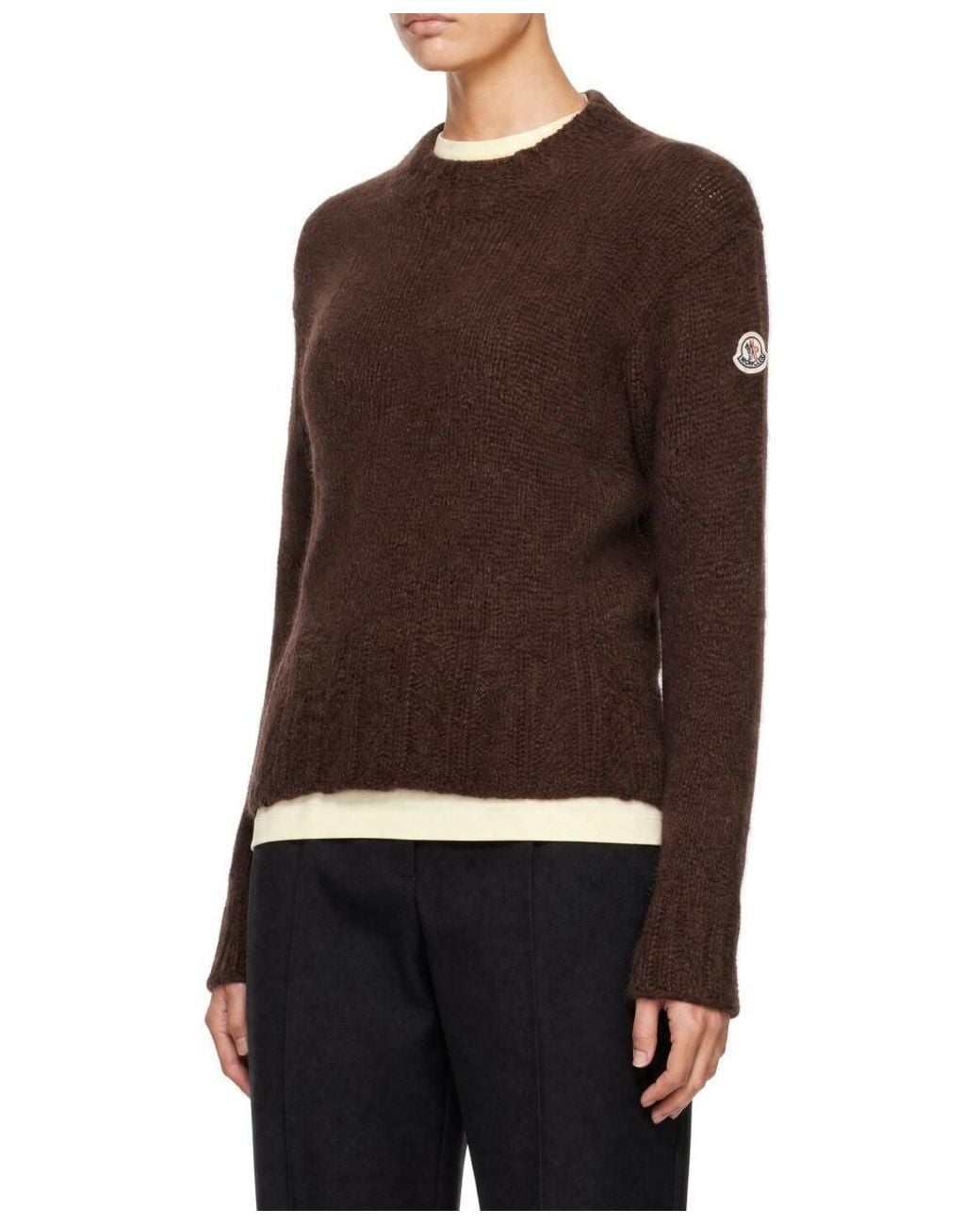 Moncler Brown Cable-Knit Mock-Neck Sweater