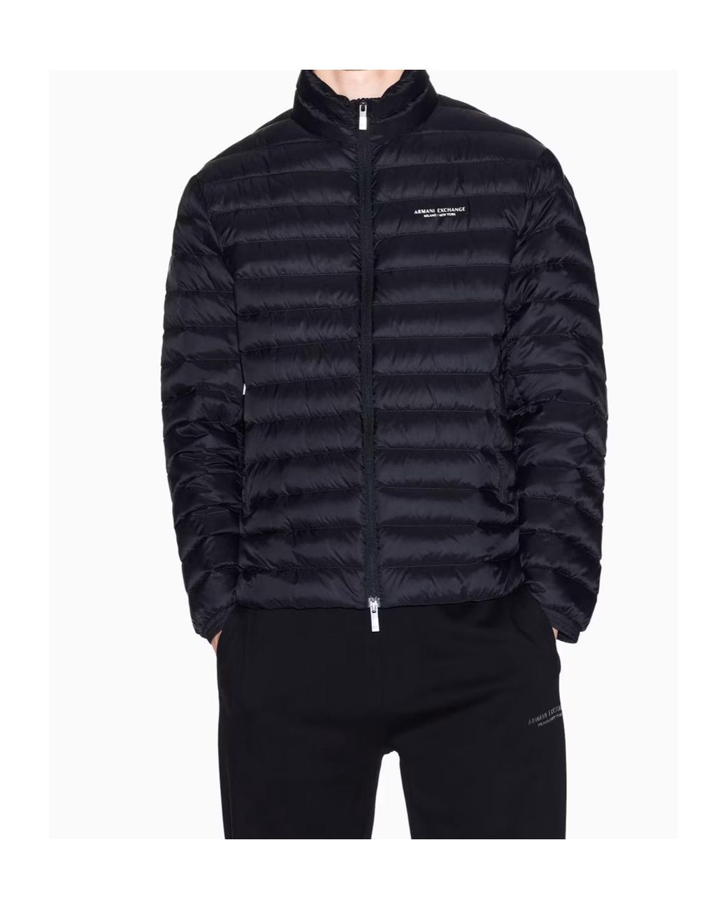 ARMANI EXCHANGE Blue Zipper Down Jacket for men