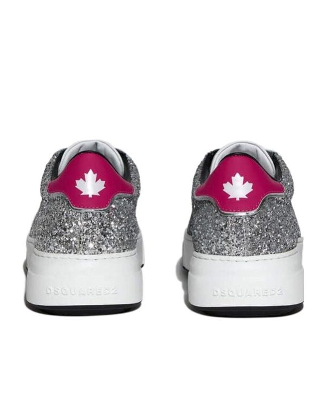 DSquared² Gray Glittered Lace-Up Sneakers