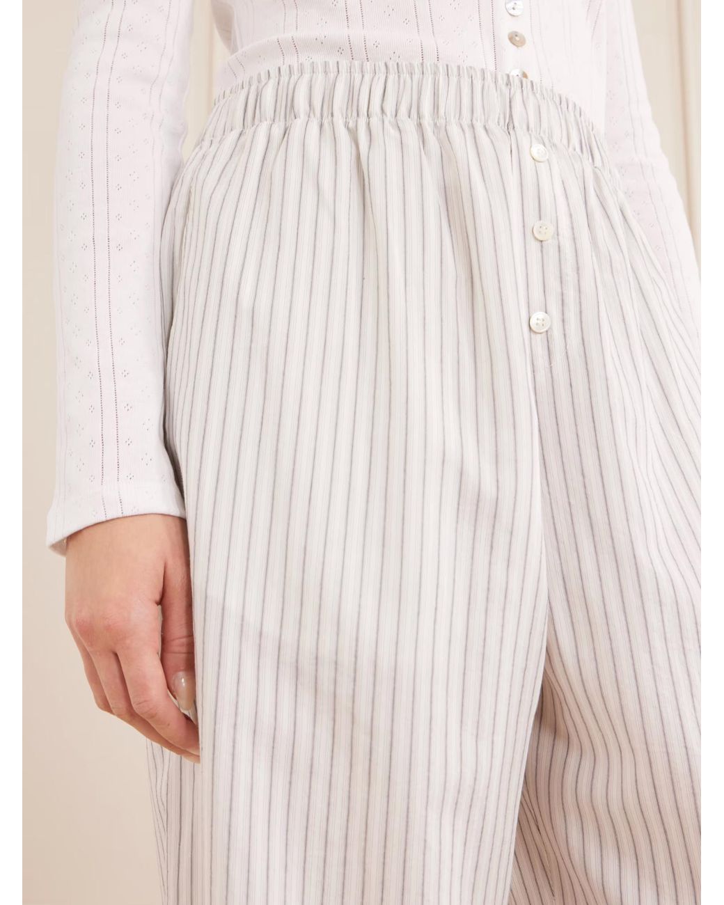 Rohe White Striped Casual Pants
