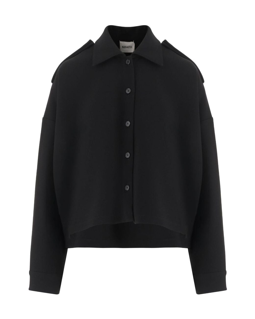 Khaite Black Bodine Cropped Wide-Sleeve Top