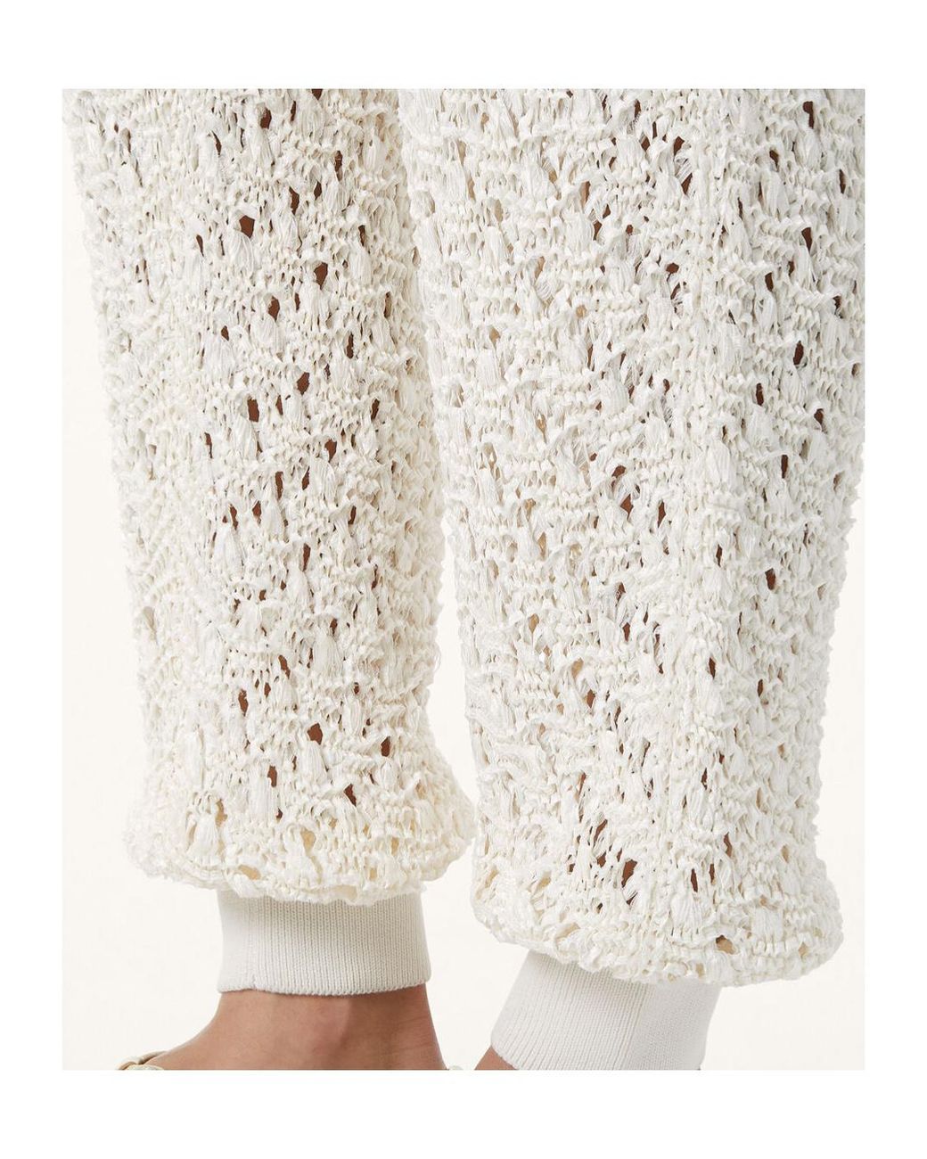 Loro Piana White Aida Openwork Knit Trousers