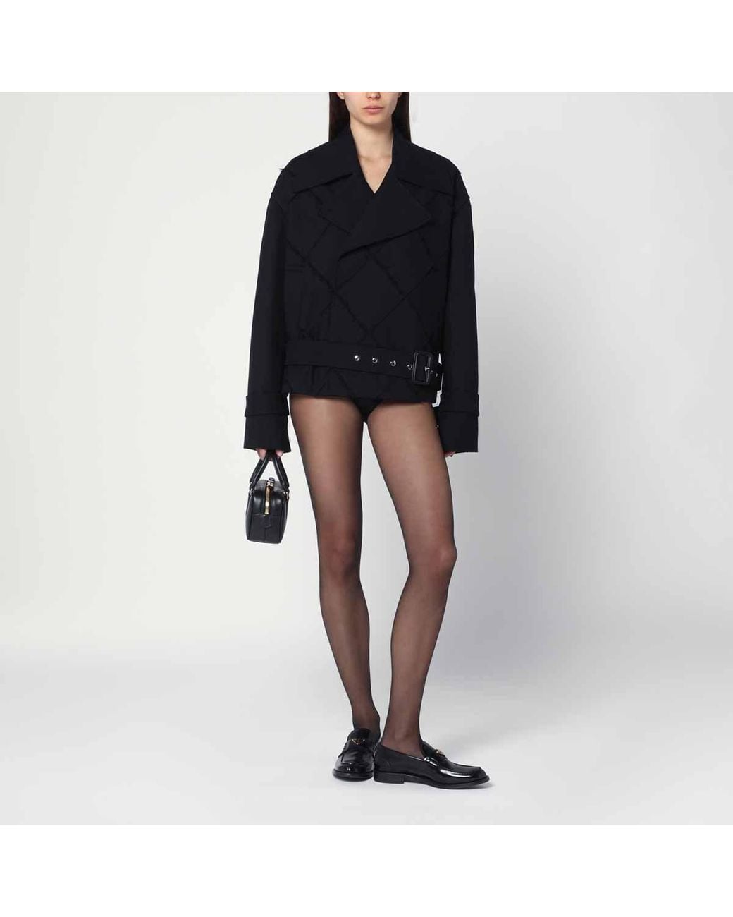 NAMACHEKO Blue Quilted Waist Trench Coat