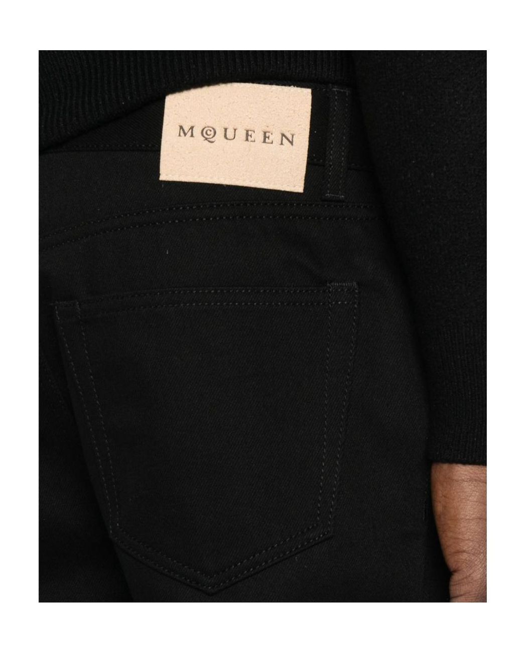 McQueen Black Straight-Leg Slim Jeans for men