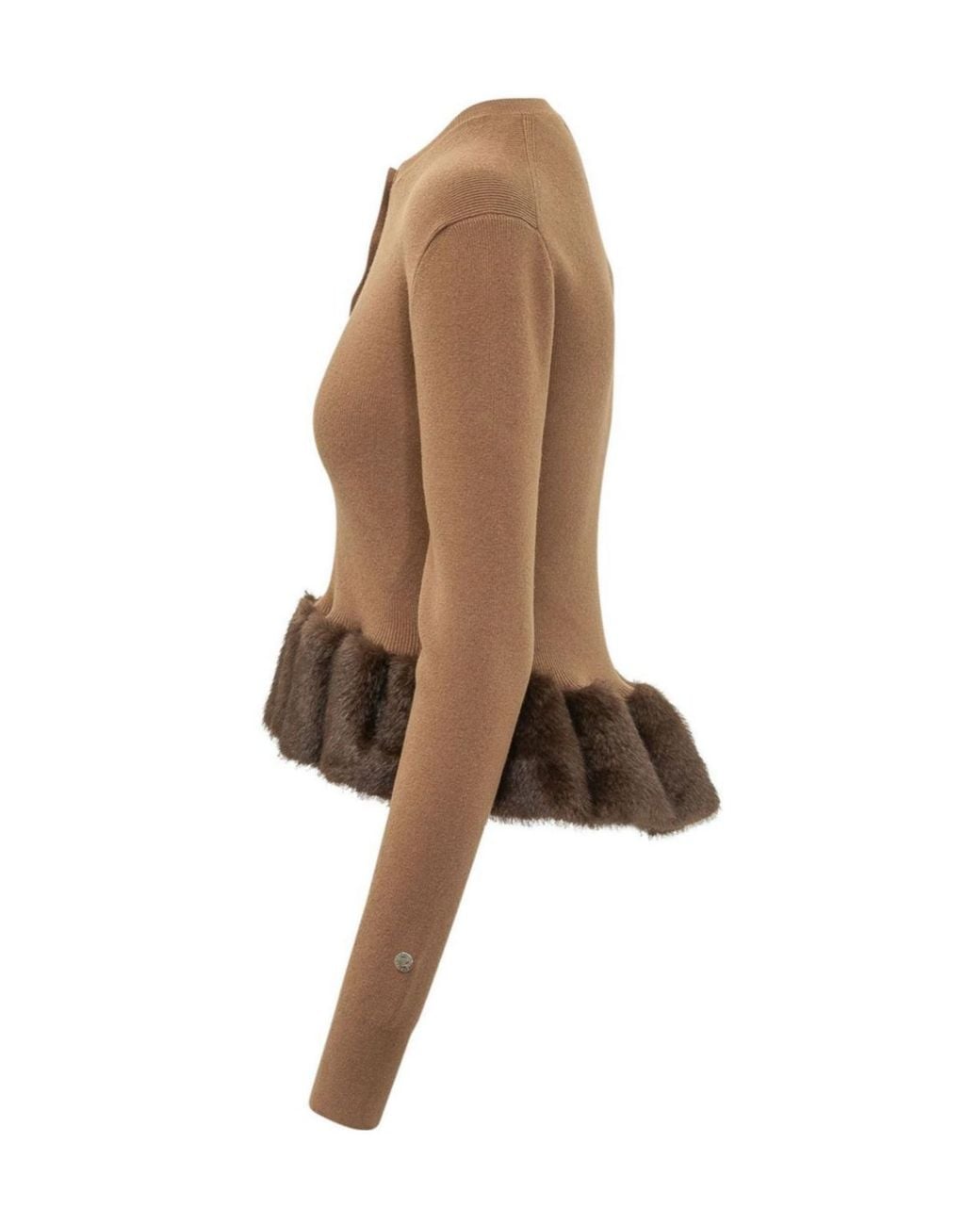Stella McCartney Brown Fff Trim Peplum Knitted Jumper