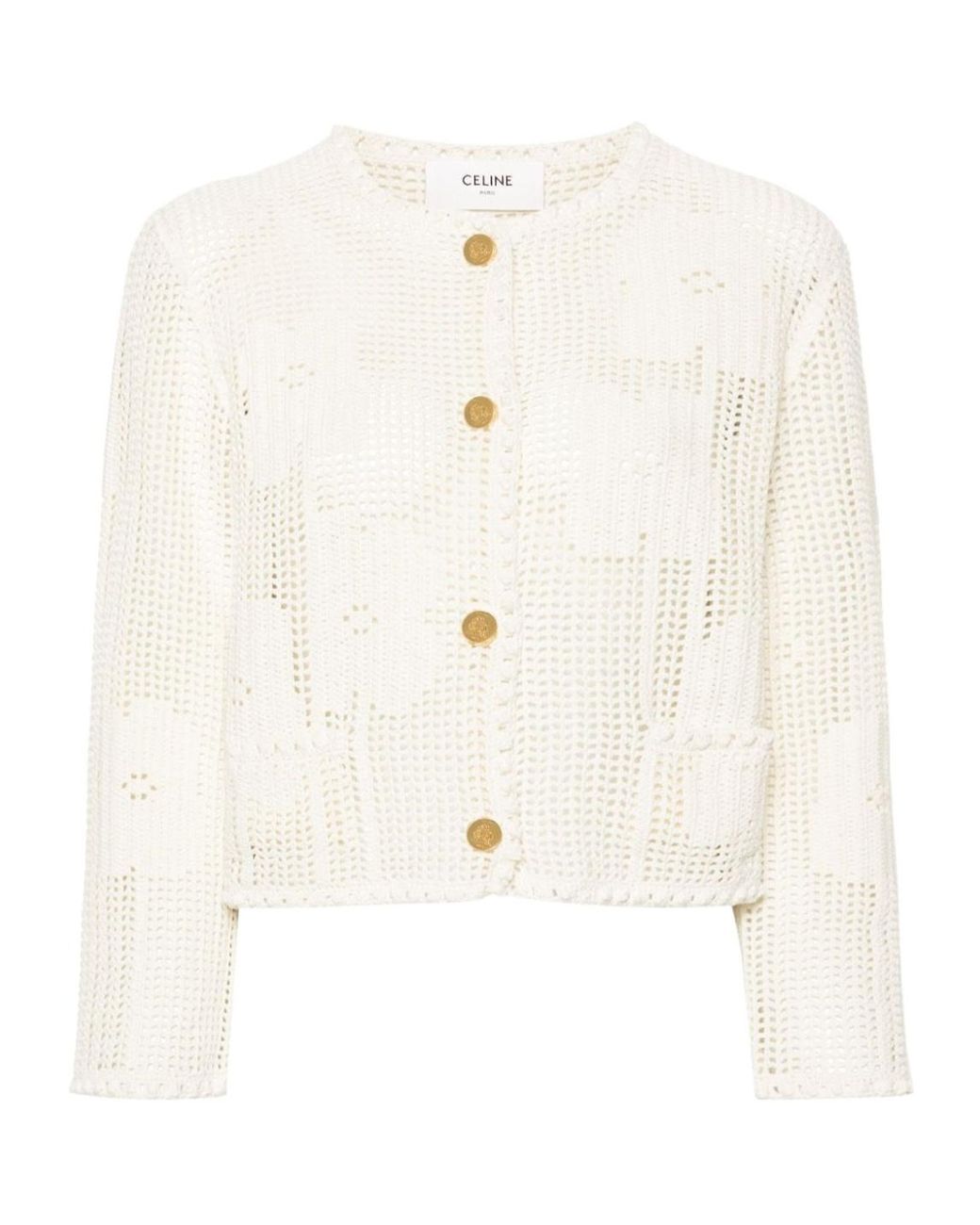 Celine Cardigan Jacket in Natural | Lyst